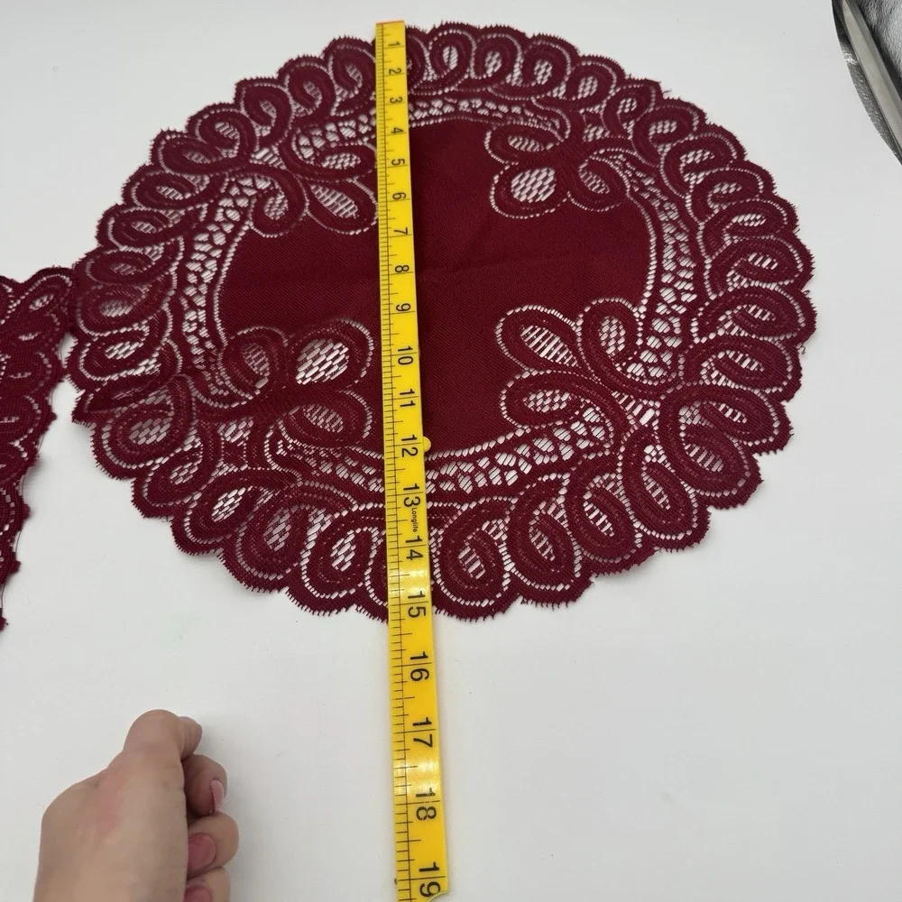Vintage Red Lace Doilies & Placemat Set 3 Scalloped‎ Floral Table Decor